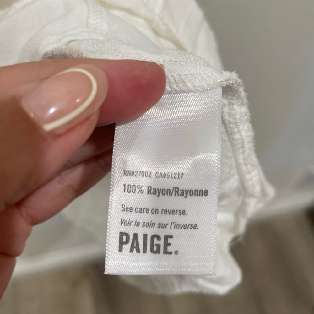 PAIGE White Tiered Button-Up Dress Size Large - Picture 10 of 12